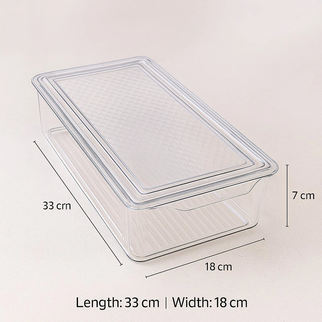 Transparent Rectangular Plastic Container with Lid Clear Food Container for Pantry Organization Refrigerator and Kitchen Storage