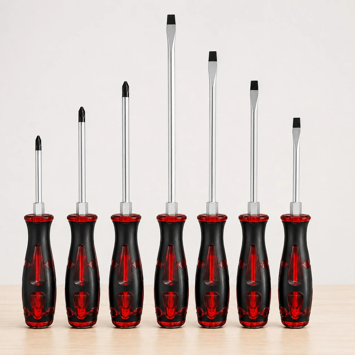 7 Piece Magnetic Screwdriver Set Phillips and Flat Head  Iron Shafts Ergonomic Grip Hand Tool Set