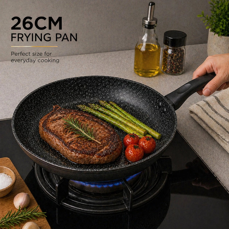 26 cm Aluminum Cookware Frying Pan Granite Coating Non Stick 4mm Thick Cooking Pan