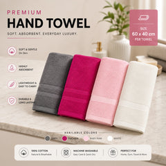 Travel Hand Towel Soft Cotton Absorbent Bathroom Face Towel 60x40 cm