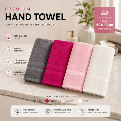 Travel Hand Towel Soft Cotton Absorbent Bathroom Face Towel 60x40 cm