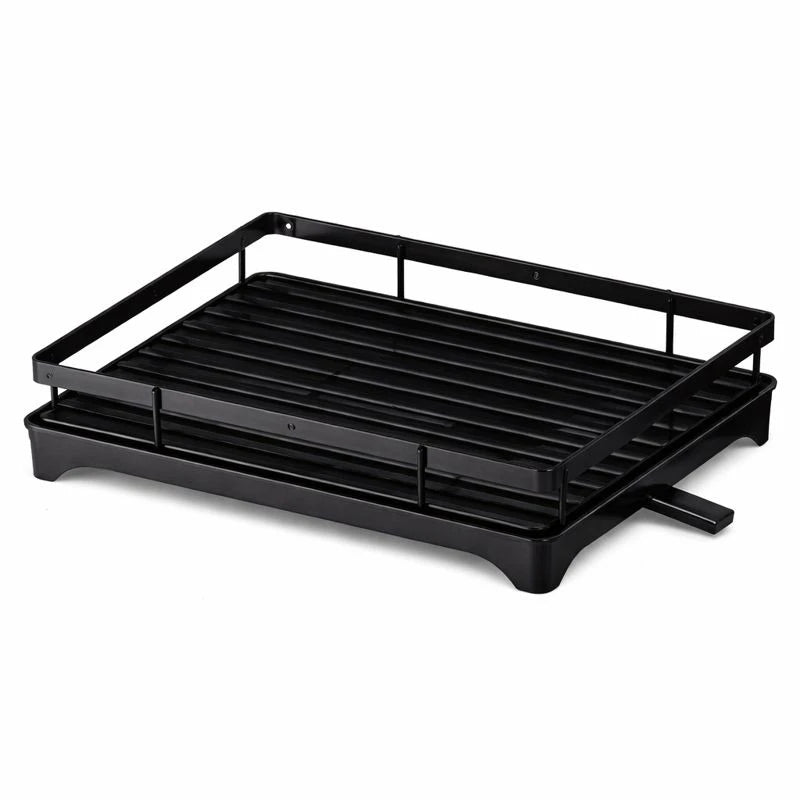 3-Tier Metal Dish Drying Rack with Drain Tray, Utensil Holder & Cup Storage – Black