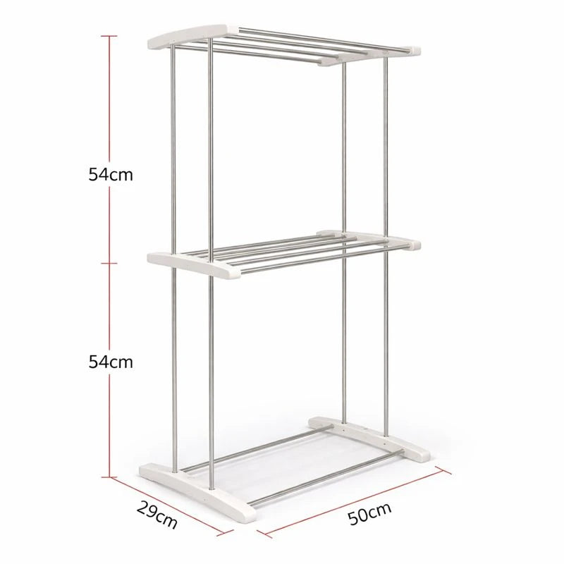 Double Tier Freestanding Bathroom Towel Rack Stand Stainless Steel Floor Towel Holder Space Saving Laundry Drying Rack