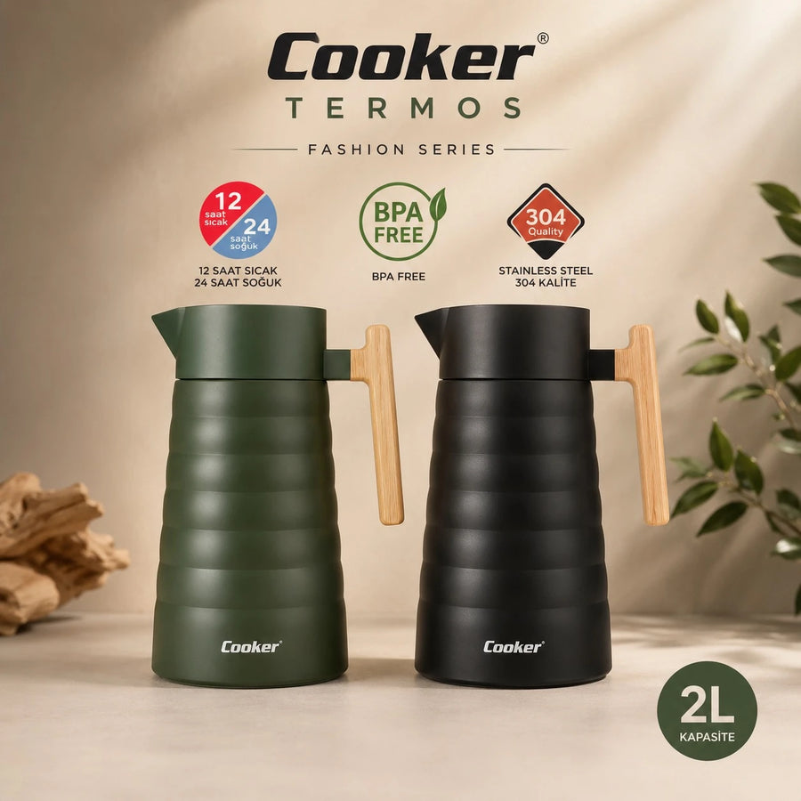 Cooker Thermos 2 Liters Vacuum Insulated Jug Thermos Hot Cold Flask 304 Stainless Steel