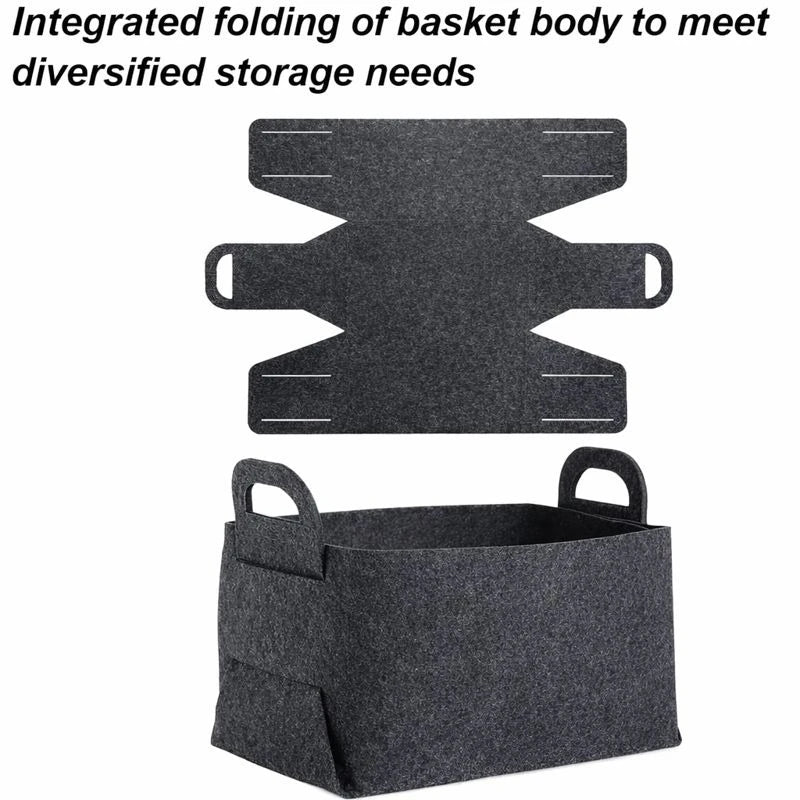 Almaamoun Felt Storage Basket Organizer Set Foldable Felt Storage Bins Soft Fabric Storage Boxes With Handles Home Closet Shelf Organizer 3 Pieces