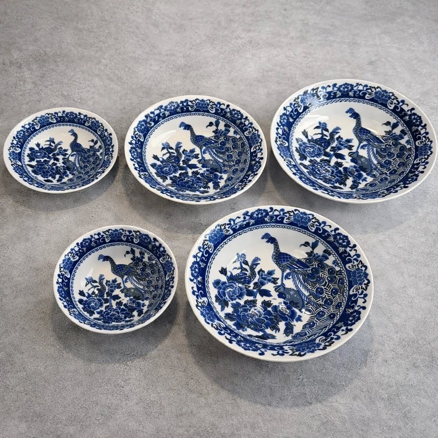 Dinnerware Set 30 Pieces Blue Peacock Porcelain Premium Oriental Plates Style Tableware Ramadan Iftar