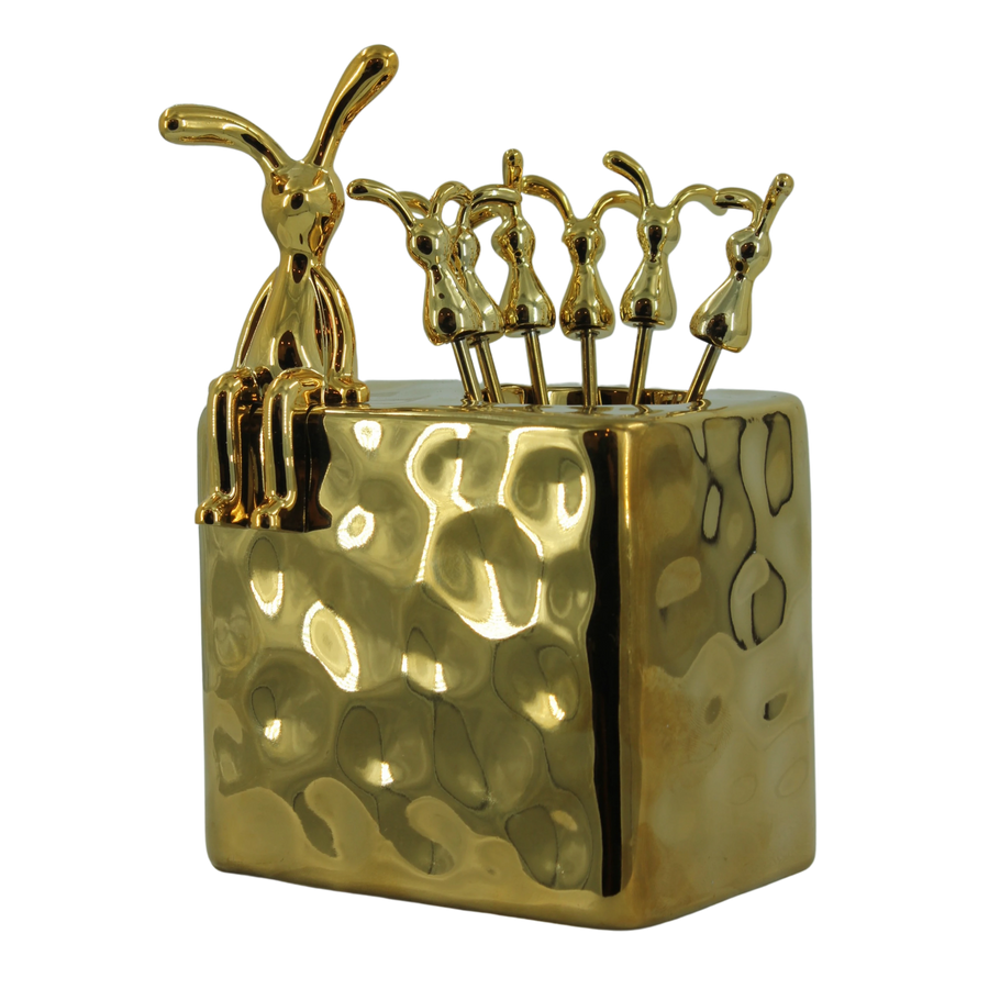 Golden Bunny Fork Set