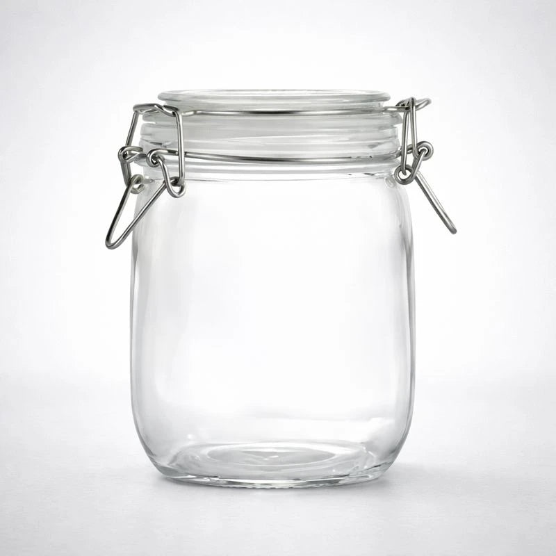 Airtight Glass Pickle & Jam Storage Jar with Metal Clamp Lid Food Storage, Fermentation & Pantry Container 750g