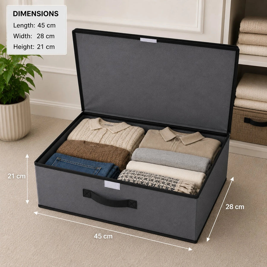 Fabric Storage Box Foldable Clothes Organizer Rectangular Storage Bin Blanket Toy Sock Organizer Closet Shelf Organizer With Lid
