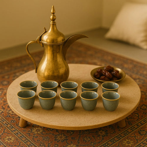 12-Piece Gray Ceramic Arabic Coffee Espresso Cup Set - Image 2