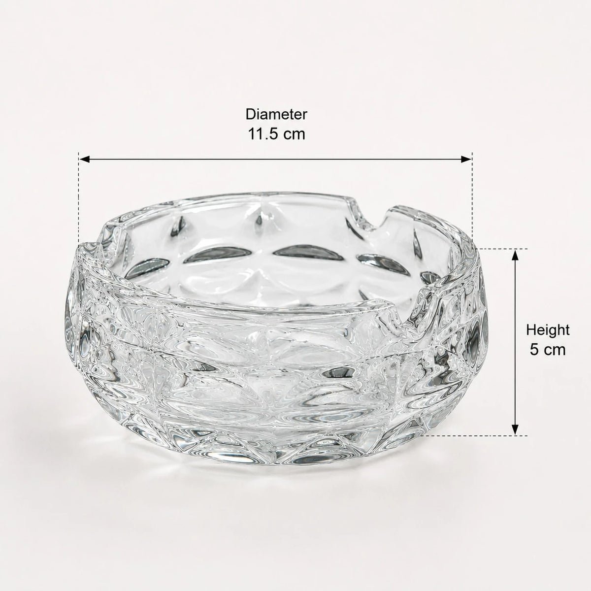 Clear Glass Ashtray Crystal Look Decorative Round Cigarette Holder Tabletop 11.5cm