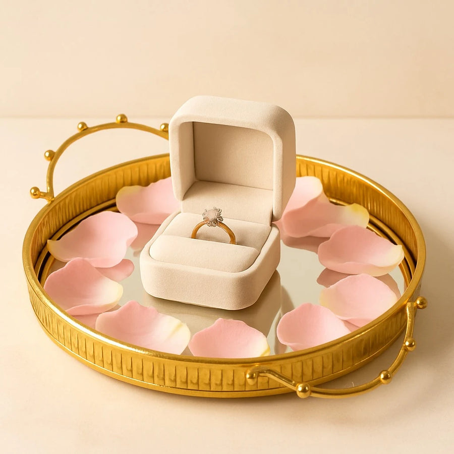 Luxury Gold Mirror Serving Trays – 2 Pcs Set, 30 cm & 25 cm