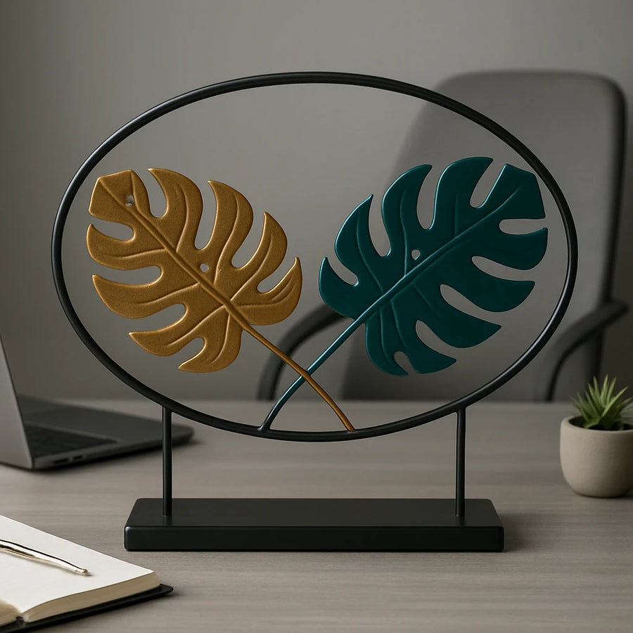 Metal Round Leaf Decor Ornament