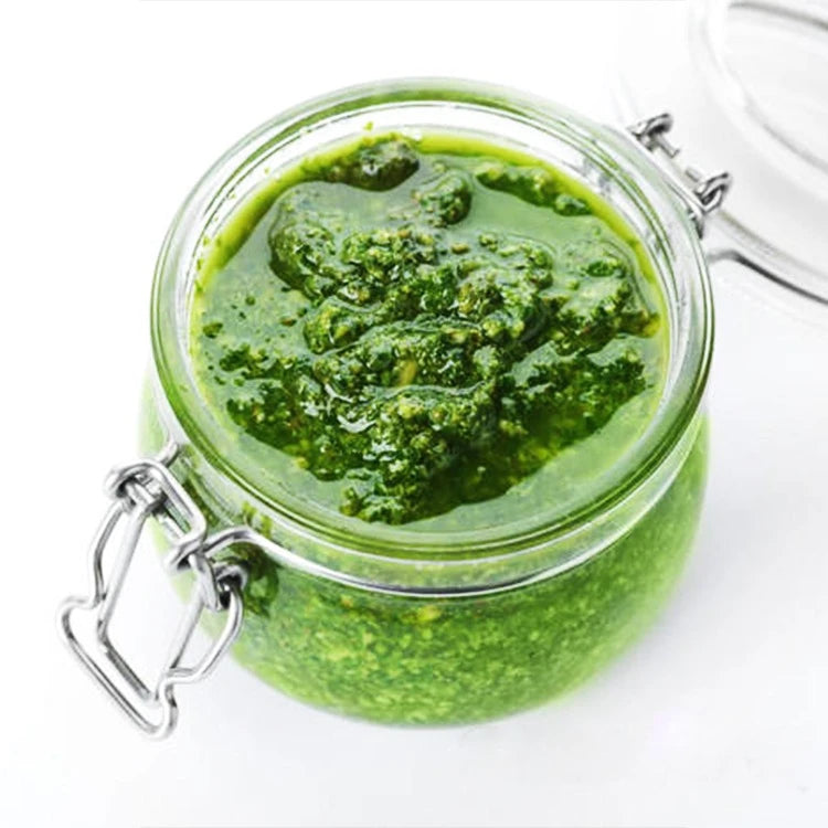 Airtight Glass Storage Jar with Clamp Lid – Spices, Sauce, Purée, Seeds, Nuts Jam & Pickle Container 500g