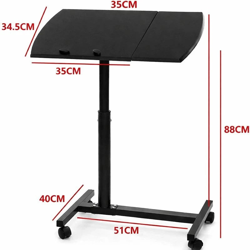 Adjustable Rolling Laptop Stand – Mobile Laptop Desk with Mouse Tray, Height-Adjustable Computer Table for Bed, Sofa & Office