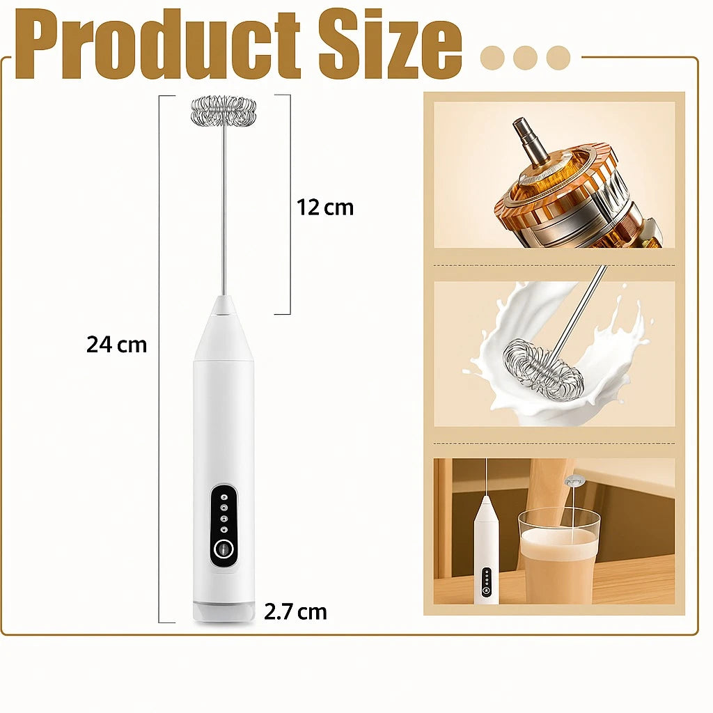 Electric Milk Frother – Handheld Stainless Steel Whisk