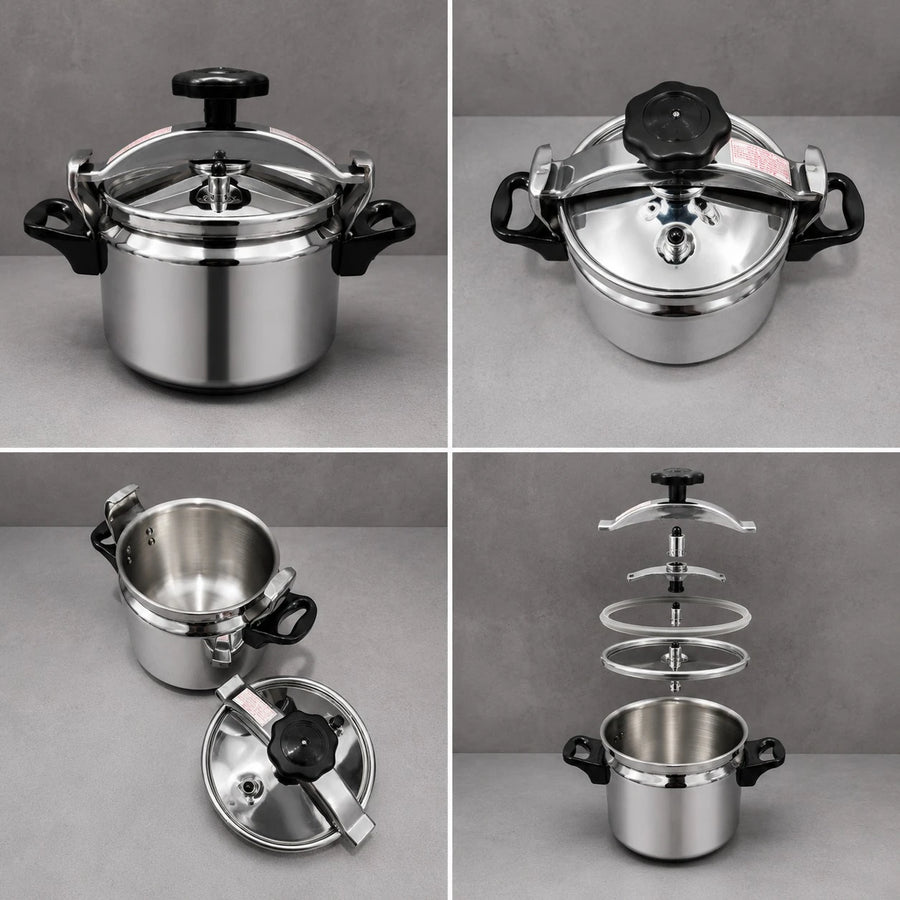 Pressure Cooker 5 Liter 18 10 Stainless Steel Fast Cooking Pot Easy Opening Safety Valve Induction Gas Cooker Kitchen Cookware Heavy Duty Pressure Pot Family Cooking Cooker