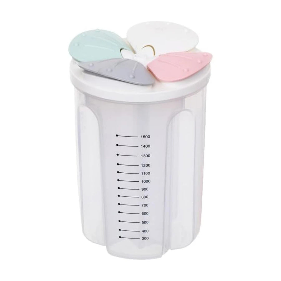 2000ml Multi-Compartment Airtight Food Storage Container with Petal-Shaped Pouring Lid for Rice Grains and Dry Food