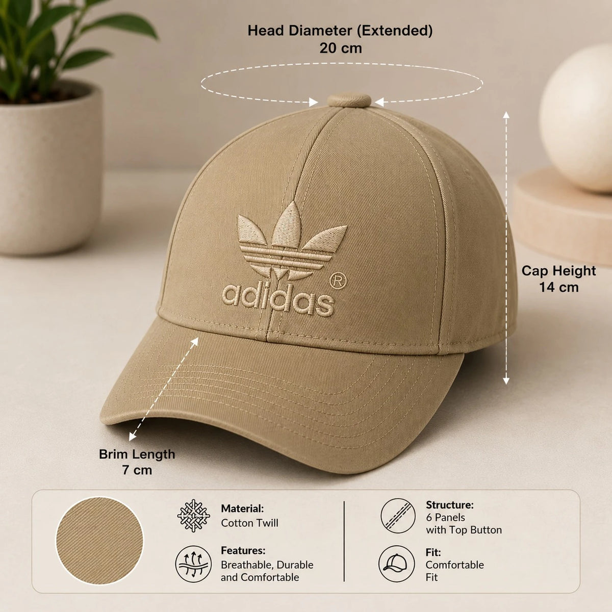 Adidas Style Polyester Baseball Cap for Men and Women  Adjustable Casual Sports Cap - Image 4