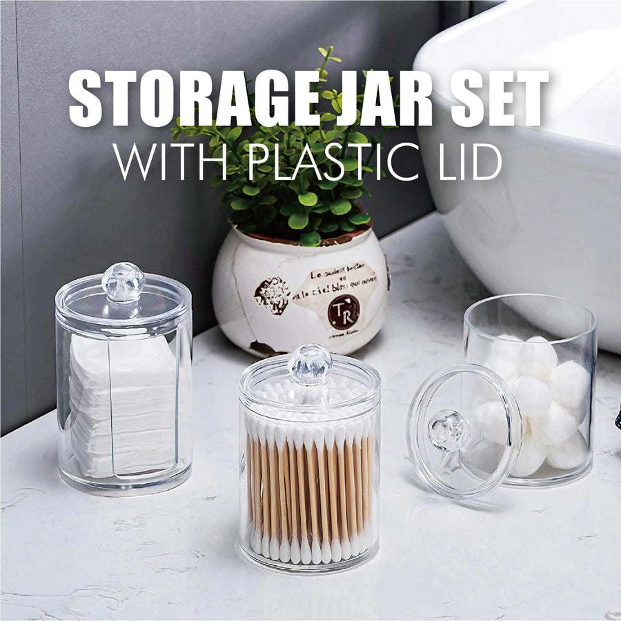 2 in 1 Clear Cotton Swab and Cotton Pad Organizer Acrylic Bathroom Vanity Storage Box