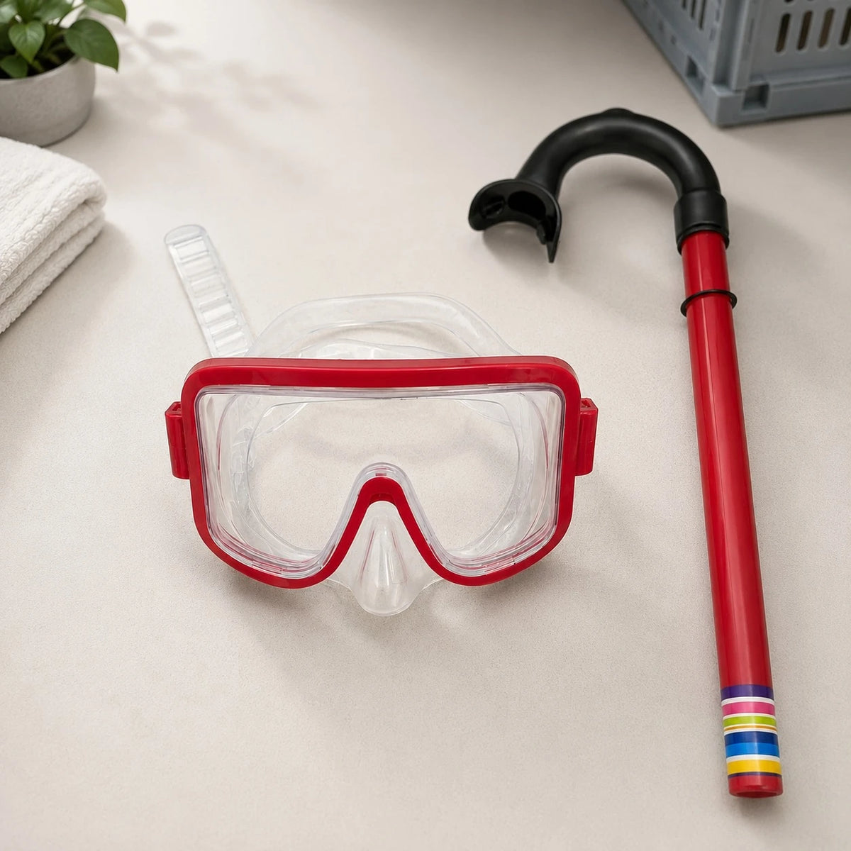 Kids Snorkel Set Diving Mask Swimming Goggles Snorkeling Tube Beach Pool Water Sports Underwater Exploration Kit