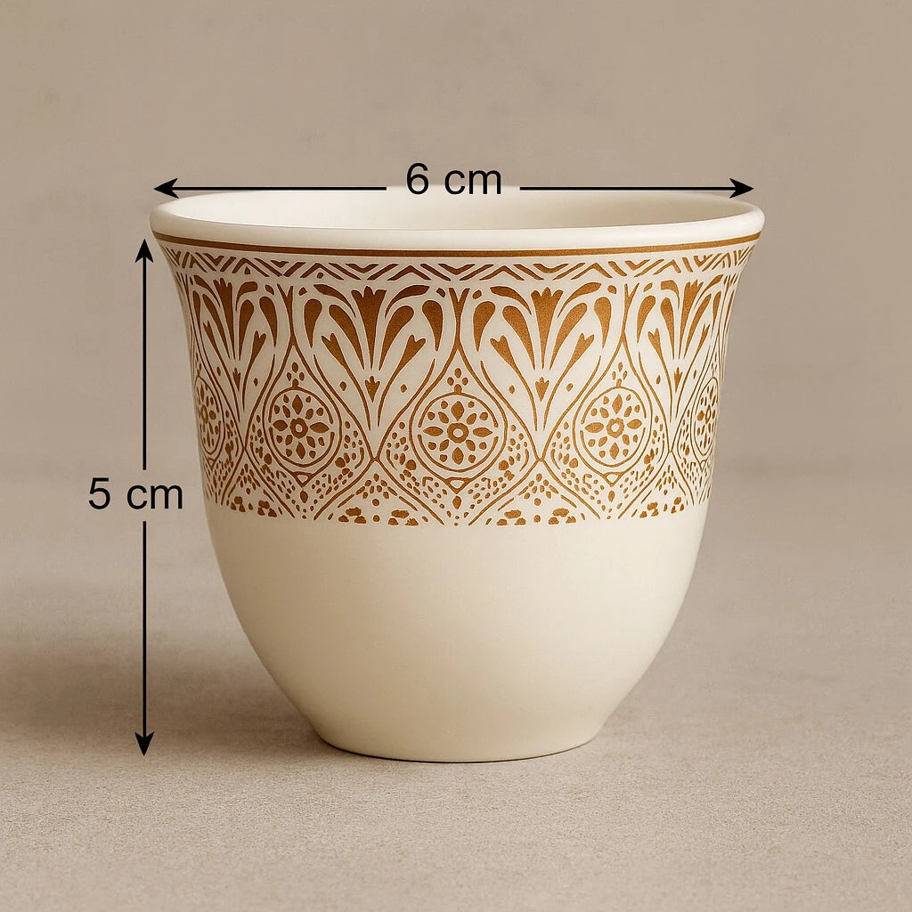 Gold Tulip & Rosette Pattern Coffee Espresso Cups, Set of 12