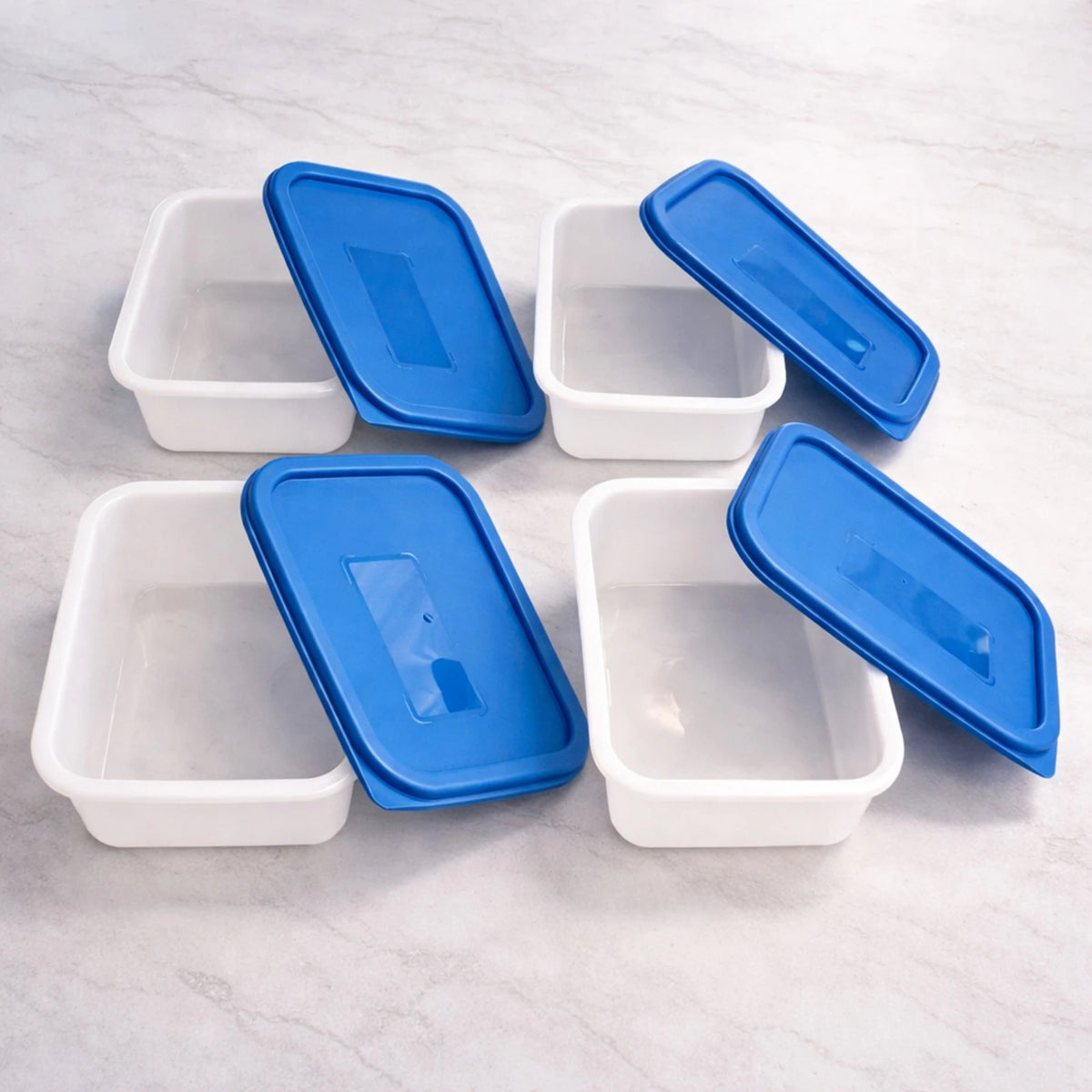 Food Storage Containers Set 4 Pieces 0.5L Rectangular Meal Prep Boxes Stackable Kitchen Freezer Fridge Organizer - Image 2