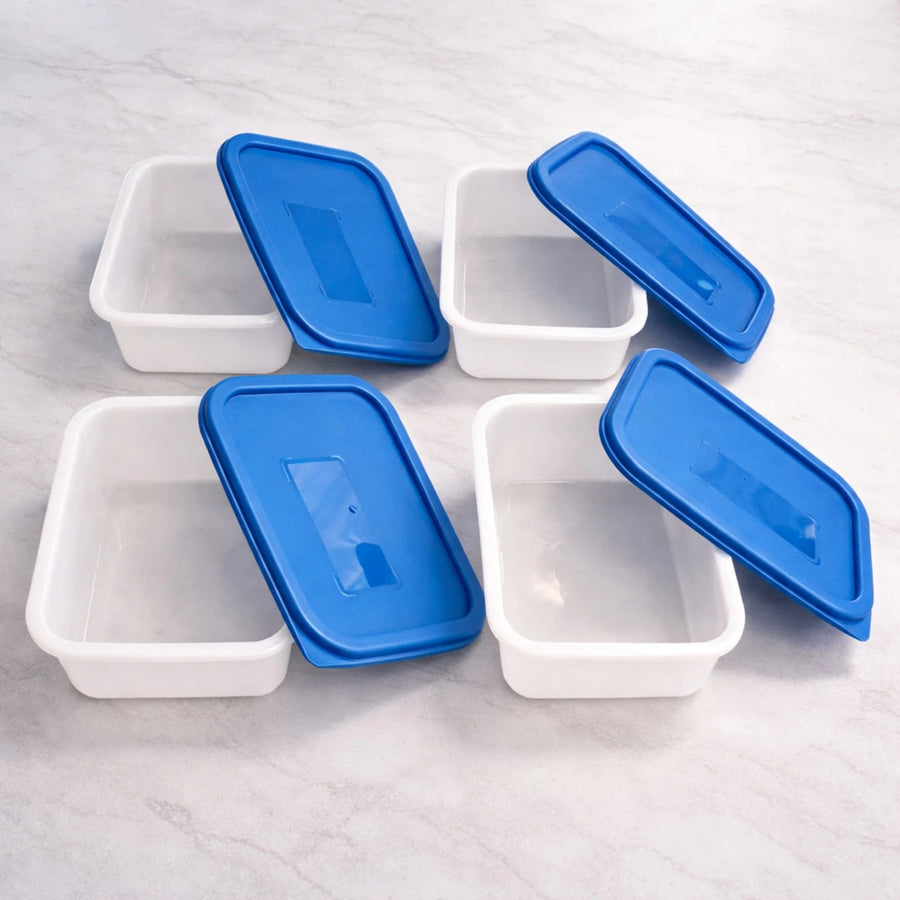 Food Storage Containers Set 4 Pieces 0.5L Rectangular Meal Prep Boxes Stackable Kitchen Freezer Fridge Organizer