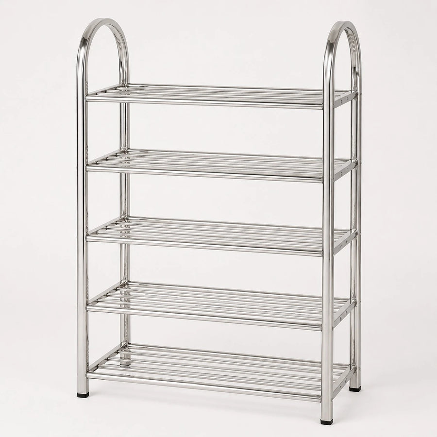 Stainless Steel 5 Tier Shoe Rack Entryway Organizer Easy Assembly Storage Shelf Stand