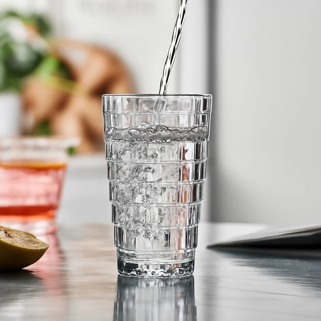 Set of 6 Tiered Cut Glass Cups 380ML - Image 6