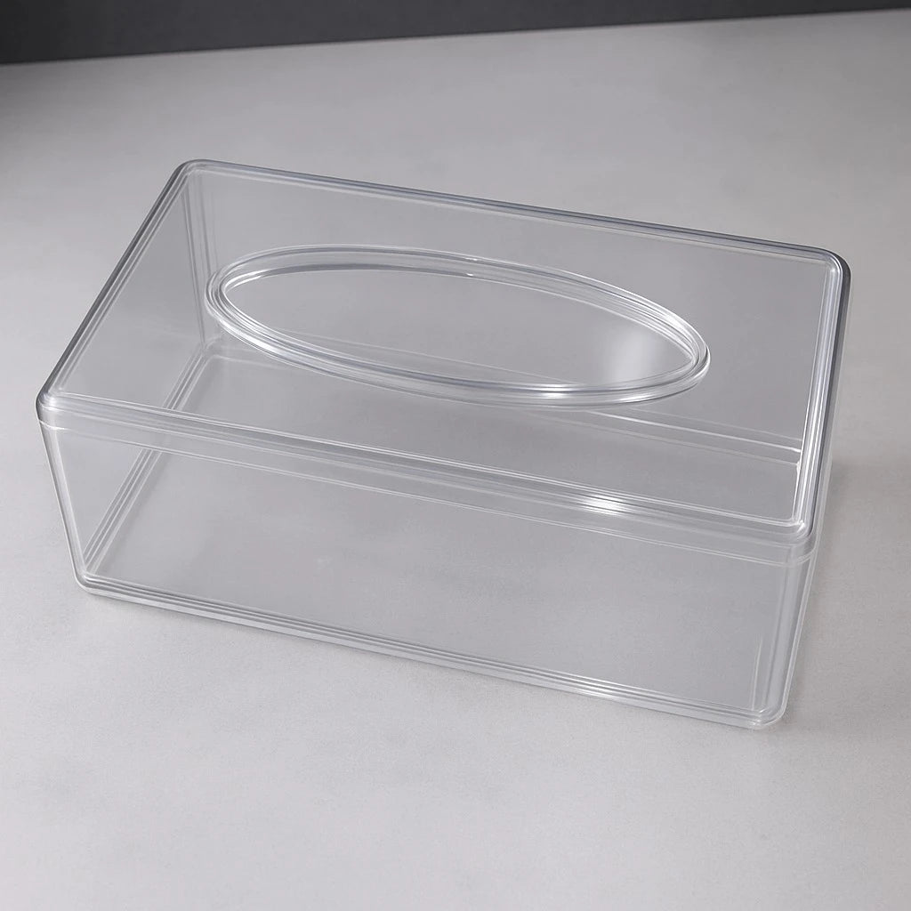 Clear Acrylic Tissue Box Holder with Oval Top Opening