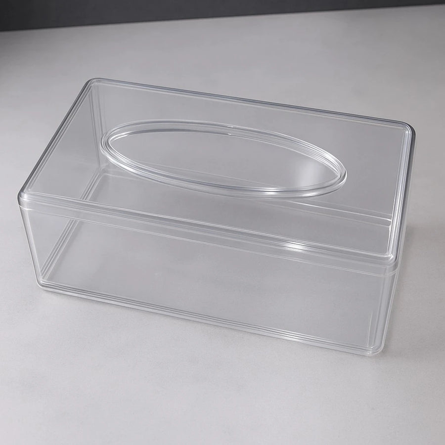 Clear Acrylic Tissue Box Holder with Oval Top Opening