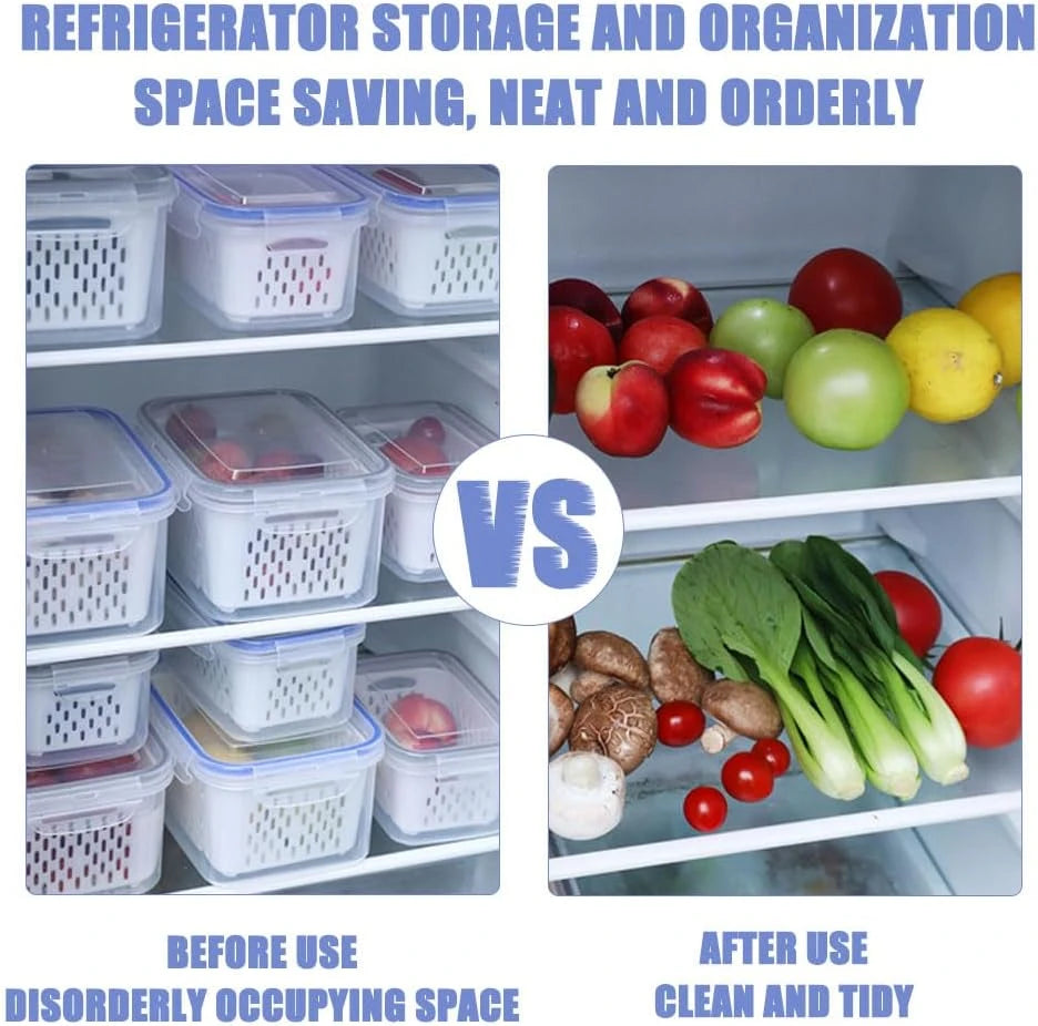 3 Pieces Airtight Fridge Containers Transparent Food Storage Set for Refrigerator Pantry Organization and Meal Prep