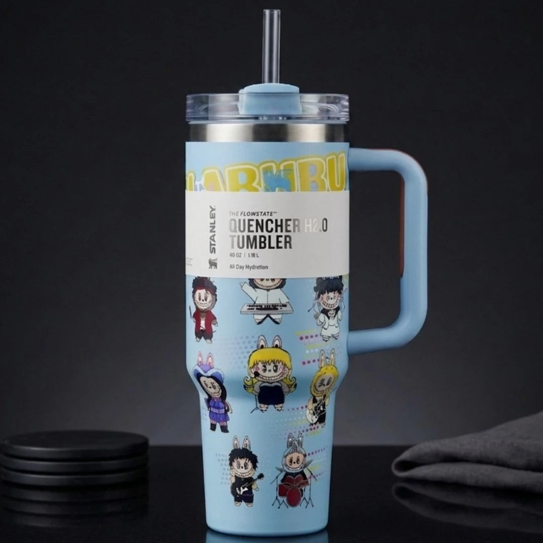 Stitch Labubu Inspired Stanley Stainless Steel Insulated Tumbler Cup With Handle Straw 40 Oz - Image 4