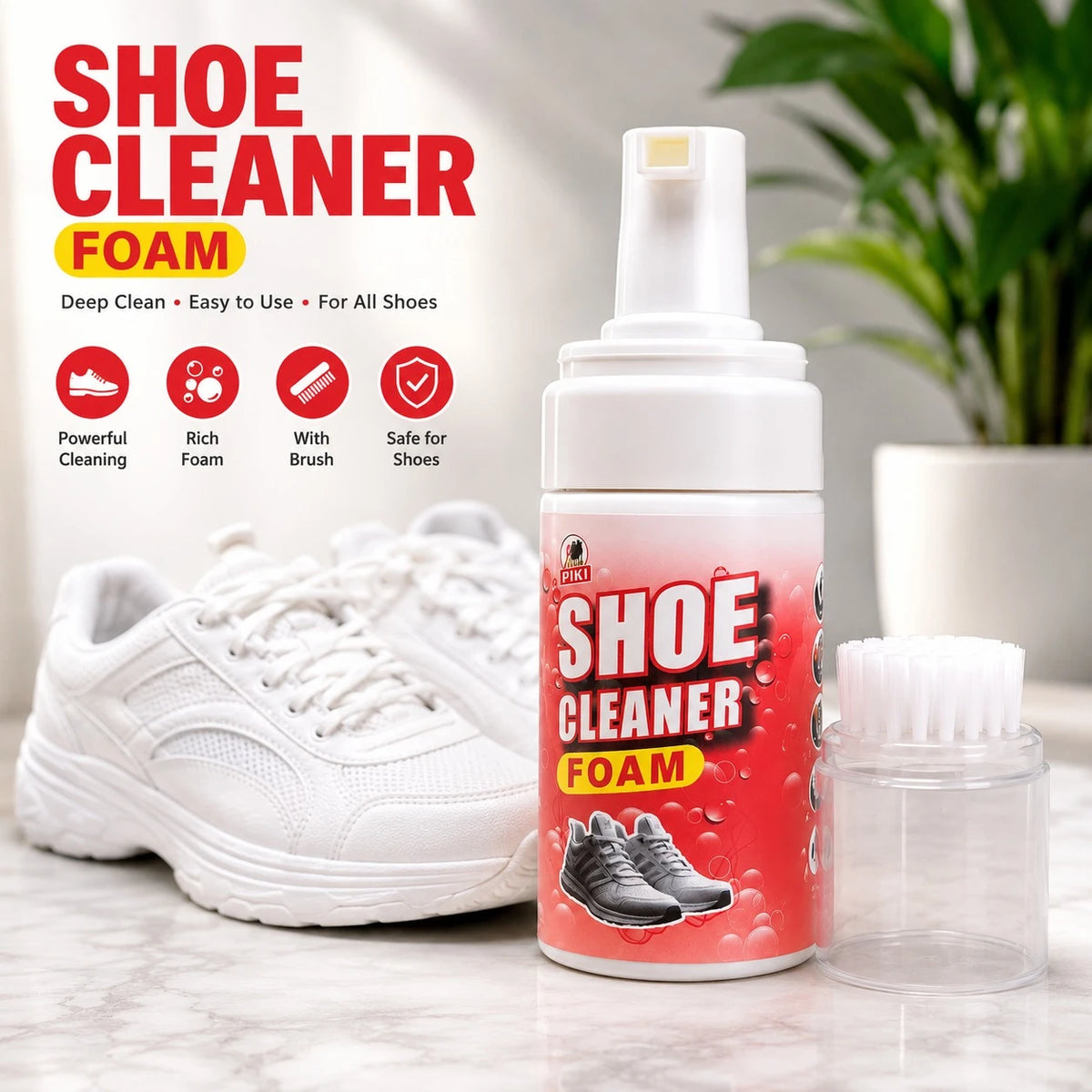 Shoe Cleaning Solution Foam 200ml with Brush Multi Surface Sneaker Cleaner for Sports Casual Mesh and Canvas Shoes - Image 3