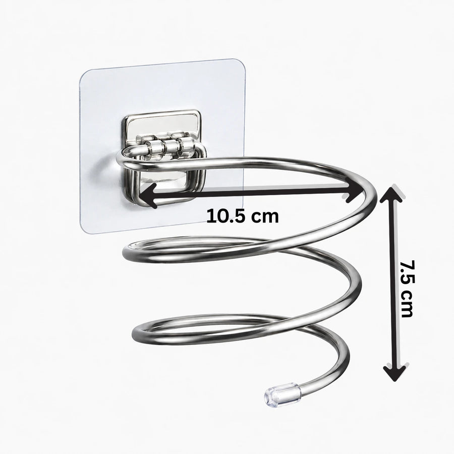 Wall Mounted Hair Dryer Holder Stainless Steel Spiral Bathroom Organizer