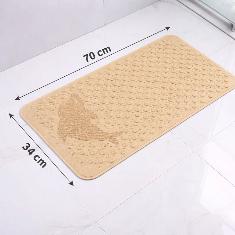 Non Slip Shower & Bathtub Bath Mat with Suction Cups Drain Holes & Massage Textur Bathroom Safety Mat (70 × 34 cm)