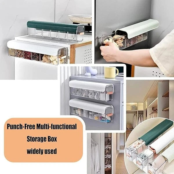 Wall Mounted Wrap Organizer & Plastic Bag Dispenser Storage Box with Sliding Lid