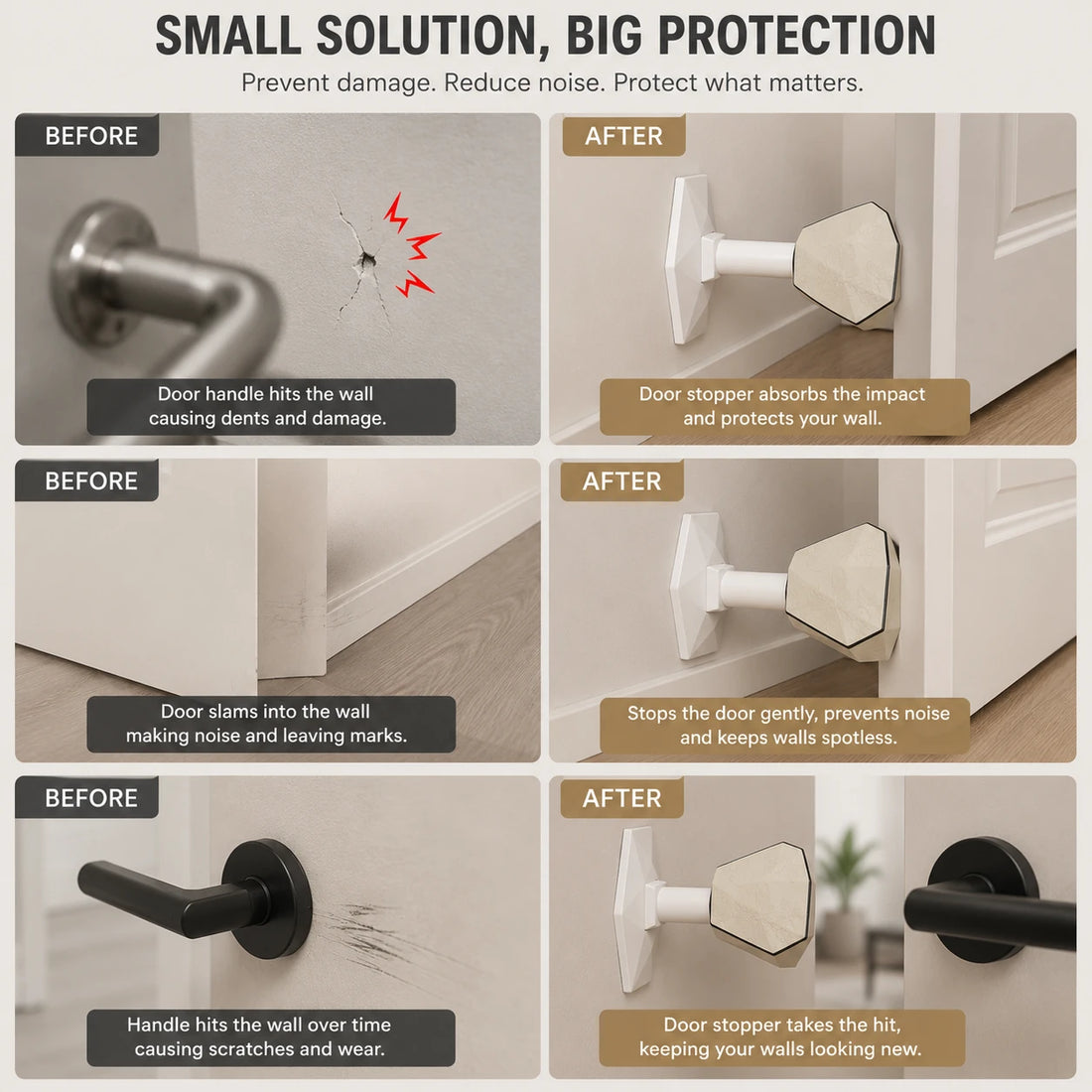 Door Stopper Portable Silicone Wall Protector Door Handle Buffer Shock Absorber Adhesive Door Stopper Wall Guard Noise Reduction Protector