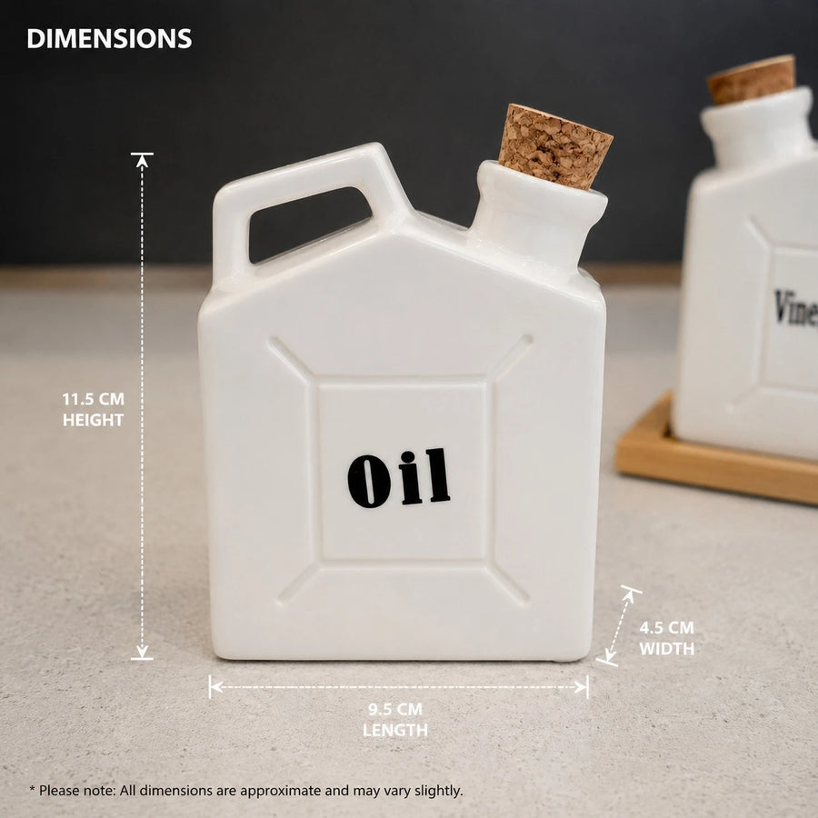 Ceramic Oil And Vinegar Dispenser Set Kitchen Cruet Bottles Olive Oil Container Vinegar Bottle Condiment Server With Bamboo Tray