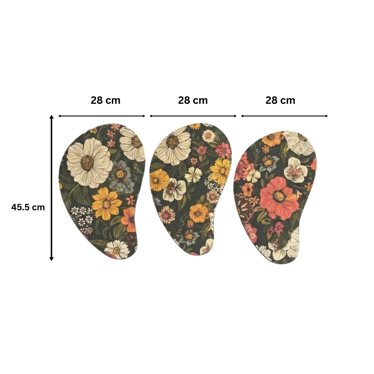 Nesting Floral Coffee Table Set of 3 | Modern Side Tables with Interchangeable Legs for Living Room - Image 2