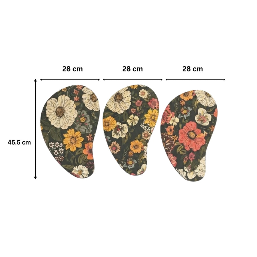 Nesting Floral Coffee Table Set of 3 Modern Side Tables with Interchangeable Legs for Living Room