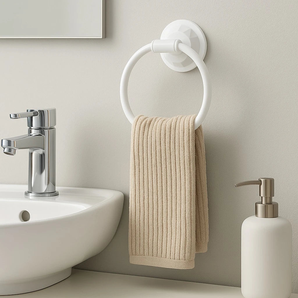 White Plastic Towel Ring, Wall Mounted
