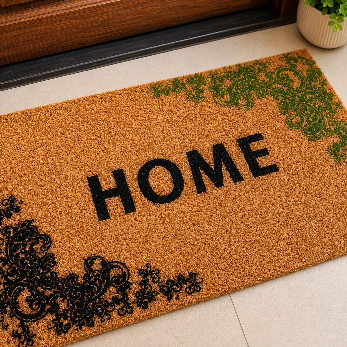 Door Mat Decorative Entrance Mat Welcome Home Coir Floor Rug Non Slip Indoor Outdoor Mat