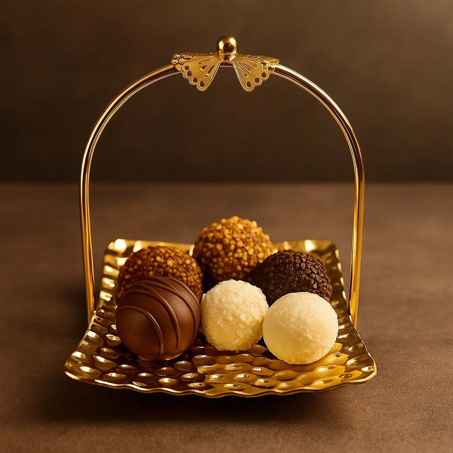 Gold-Plated Mini Serving Tray with Handle