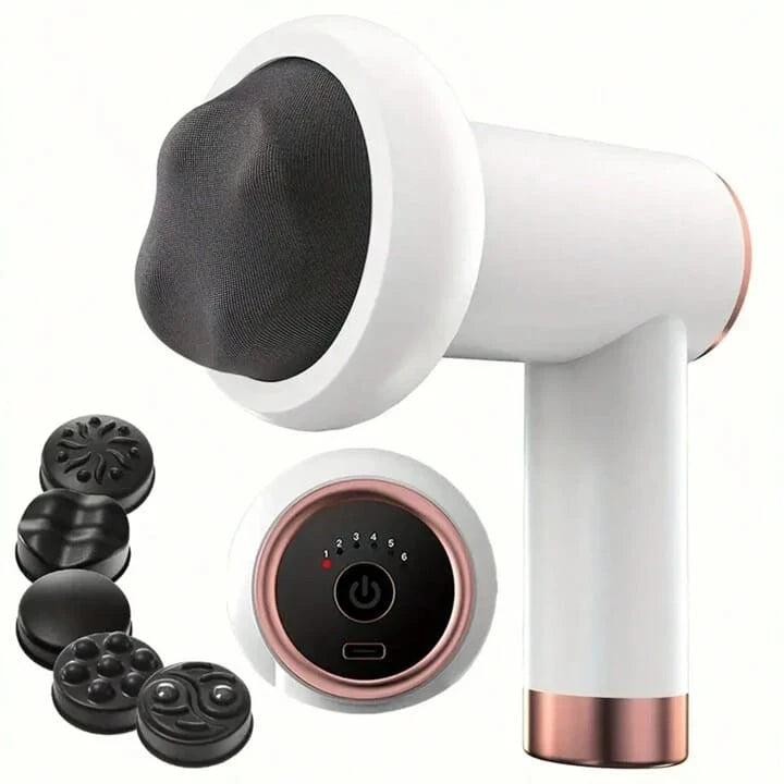 6 Speed Cordless Body Massager with 5 Massage Heads and Rechargeable 1200mAh Battery