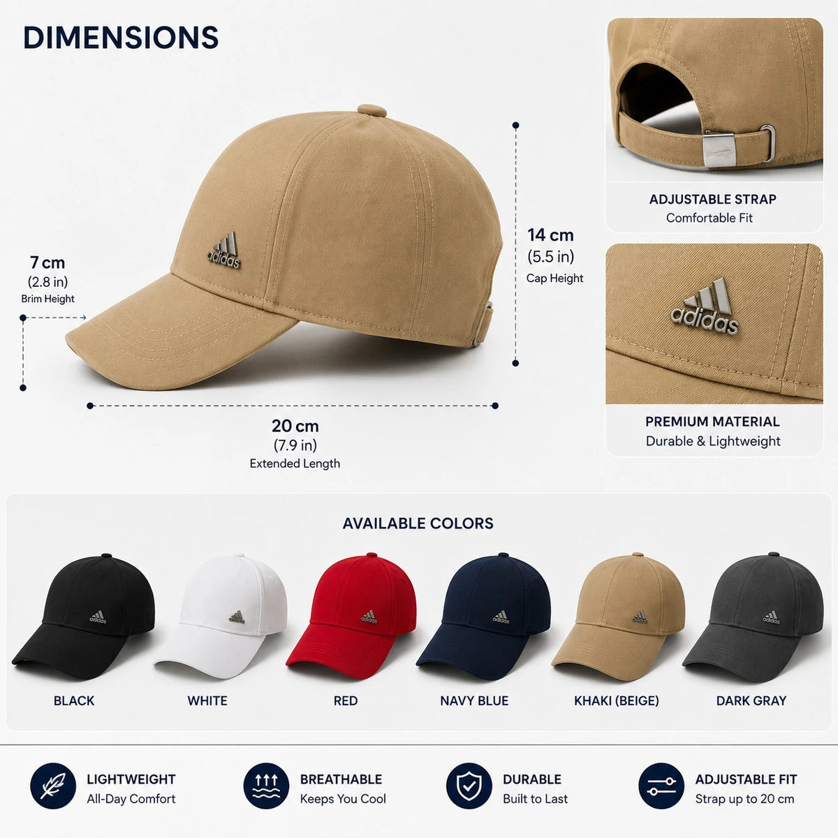 Baseball Cap Adjustable Unisex Polyester Sports Hat  Casual Everyday Cap with Metal Buckle - Image 2