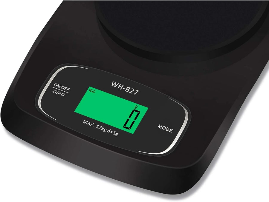 12kg Digital Kitchen Scale with 1g Precision Multi Unit Measurement and Portable Battery Powered Design