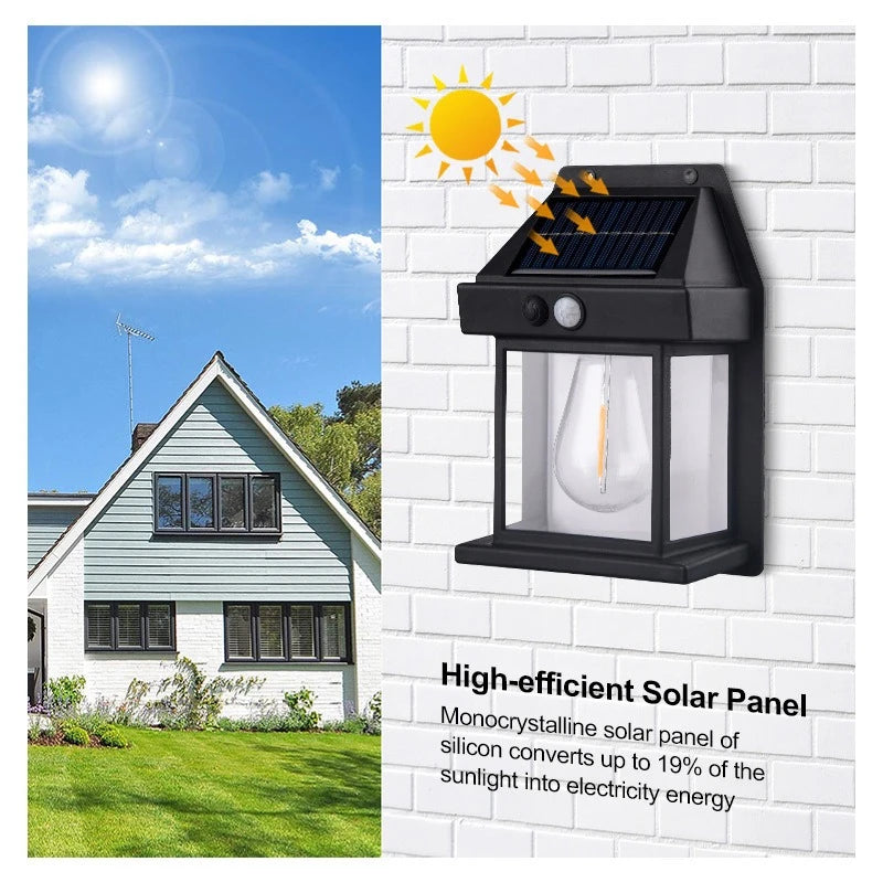 Solar Wall Lamp Outdoor Motion Sensor LED Light Waterproof Solar Garden Lamp 3 Lighting Modes PIR Motion Sensor Warm White 600LM