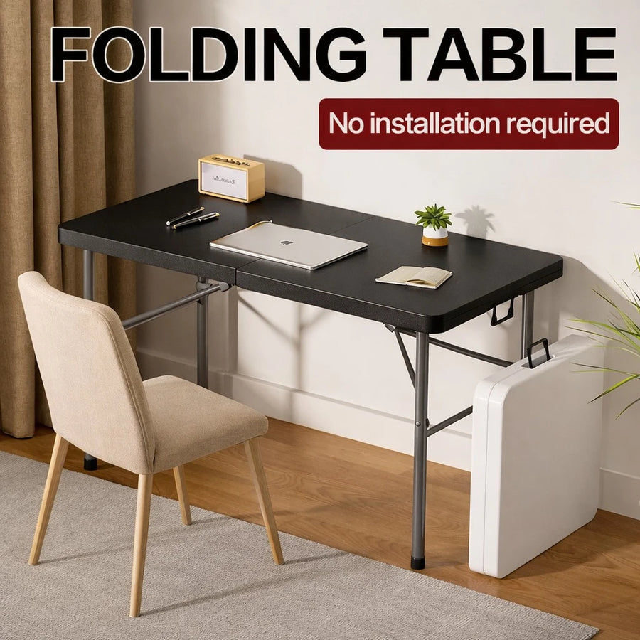 Folding Table Black Portable Foldable Desk Work Table Laptop Table Study Table Indoor Outdoor Camping Table Picnic Table Utility Table
